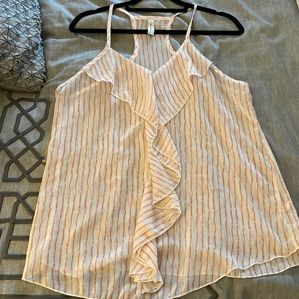 Pink & white semi sheer racerback